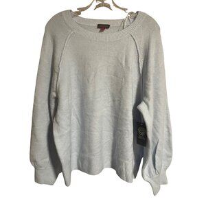Vince Camuto Womens Light Blue Knit Sweater Size M Acrylic Blend Pullover Crew